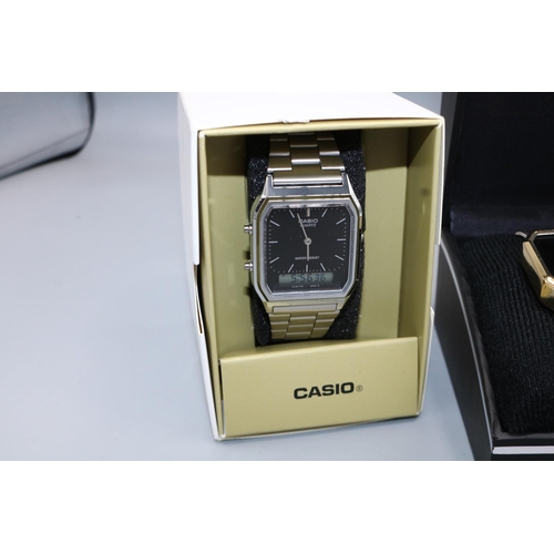 1352 - Casio AQ-230A Ani Digi stainless steel wristwatch, W30.4mm and Sekonda gold plated and stainless ste... 