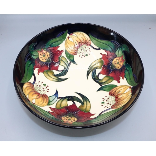 1612 - Moorcroft Pottery, Anna Lily pattern bowl, designed by Nicola Slaney, D26cm