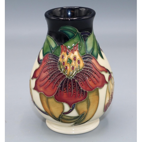 1614 - Moorcroft Pottery, Anna Lily pattern small vase, designed by Nicola Slaney, H9.5cm