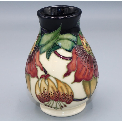 1614 - Moorcroft Pottery, Anna Lily pattern small vase, designed by Nicola Slaney, H9.5cm