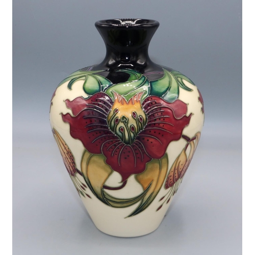 1617 - Moorcroft Pottery, Anna Lily pattern oviform vase, designed by Nicola Slaney, H18.5cm