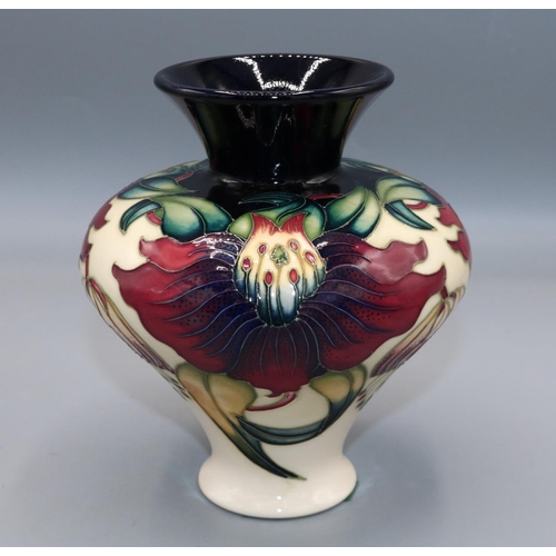 1618 - Moorcroft Pottery, Anna Lily pattern vase with trumpet neck, designed by Nicola Slaney, H15.5cm