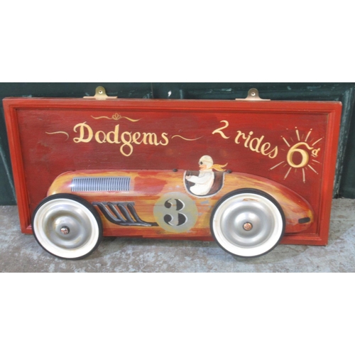 1749 - 'Dodgems 2 rides 6d' framed diorama, 88cm x 40cm