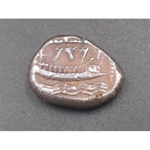 188 - Phoenicia, Island of Arados (350-332BC)Stater, obv. head of Baal right, rev. galley right within wav... 