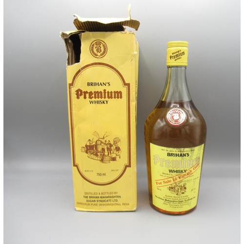 1063 - BRIHAN'S premium whisky, 750ml, Distilled & bottled by the Brihan Maharashtra sugar syndicate LTD