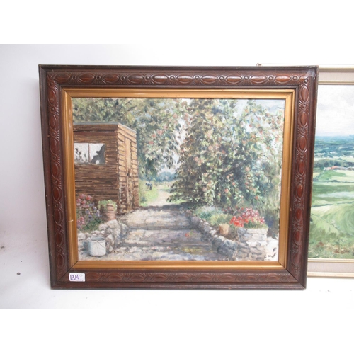 1314 - Three oil on board pictures, incl. a view of the Vale of York, a still life, and a view of a cottage... 