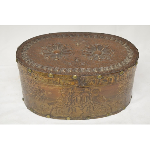 22 - 17th century Dutch wood and pressed cow horn marriage box, with ornate carvings of Lovebirds in wood... 