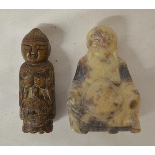 222 - Collection of Chinese hand carved stone figures and decorative objects and a spade coin (5) (Victor ... 