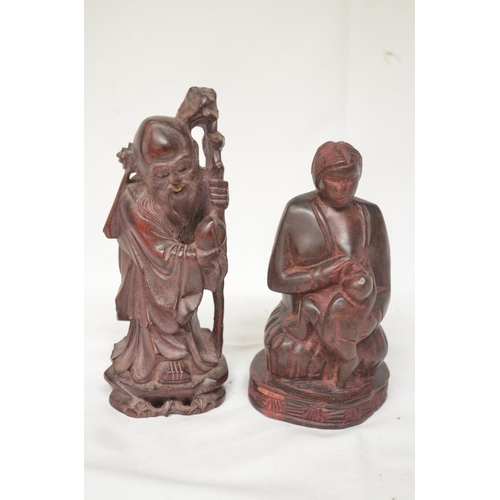 226 - Collection of wood carved figures, most appear Chinese in origin. Largest figure H33cm (7). (Victor ... 