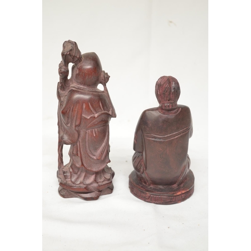 226 - Collection of wood carved figures, most appear Chinese in origin. Largest figure H33cm (7). (Victor ... 