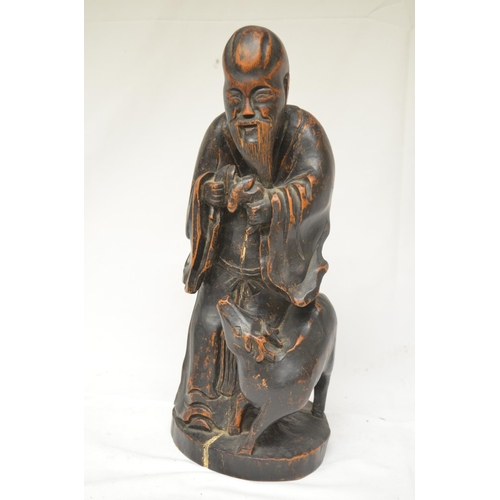 226 - Collection of wood carved figures, most appear Chinese in origin. Largest figure H33cm (7). (Victor ... 