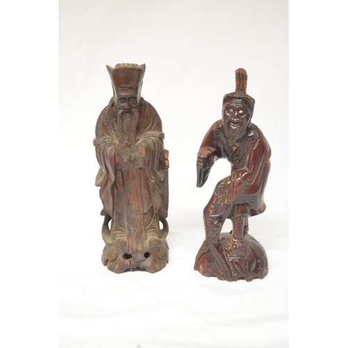 226 - Collection of wood carved figures, most appear Chinese in origin. Largest figure H33cm (7). (Victor ... 