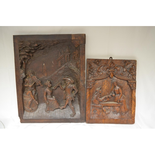26 - Pair of carved decorative wooden panels of European origin, max. W46.5xD5xH60cm (2)   (Victor Brox c... 