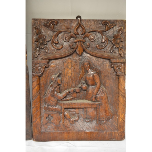 26 - Pair of carved decorative wooden panels of European origin, max. W46.5xD5xH60cm (2)   (Victor Brox c... 