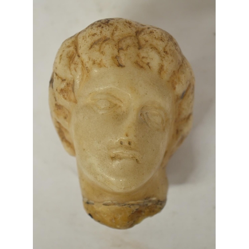 31 - Small Roman carved marble statue head, H9cm (Victor Brox collection)