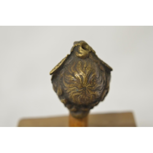 41 - Small cast metal Romanesque head on wood plinth, overall H8cm (Victor Brox collection)