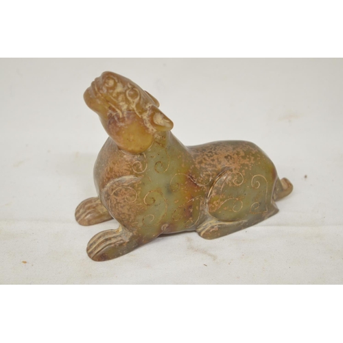 43 - Carved jade figure of a feline like animal, W11.5xH8.5cm (Victor Brox collection)