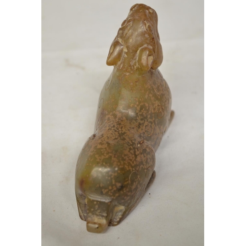 43 - Carved jade figure of a feline like animal, W11.5xH8.5cm (Victor Brox collection)