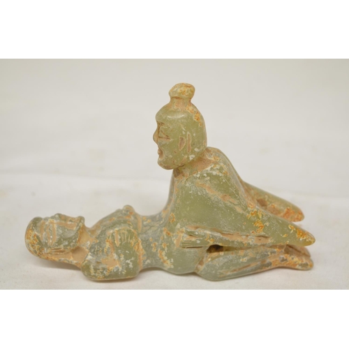44 - Erotic green jade carving of a couple in coitus. W13cm (Victor Brox collection)