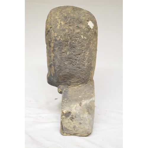 47 - Large stone carved head of a man with beard, likely Celtic in origin, H35cm (Victor Brox collection)