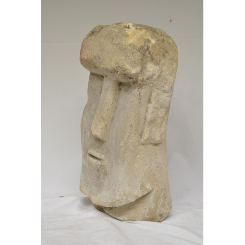 48 - Heavy carved stone monolith head, Easter Island style, origin unknown, H38cm (Victor Brox collection... 