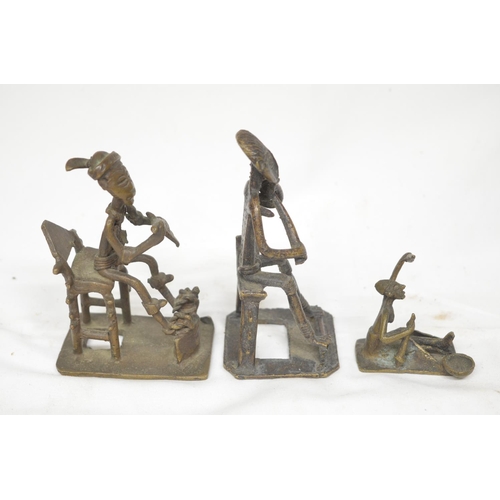 54 - Three African bronze figures. (Victor Brox collection)