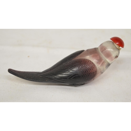 57 - Chinese  scent flask carved in the form of a bird. Beak broken off,  (Victor Brox collection)