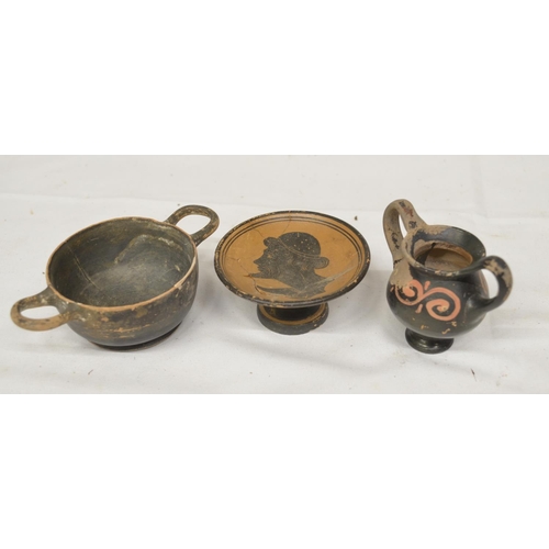 70 - Small collection of Grecian and Mediterranean pottery, to include an attic red-figure vase with sign... 