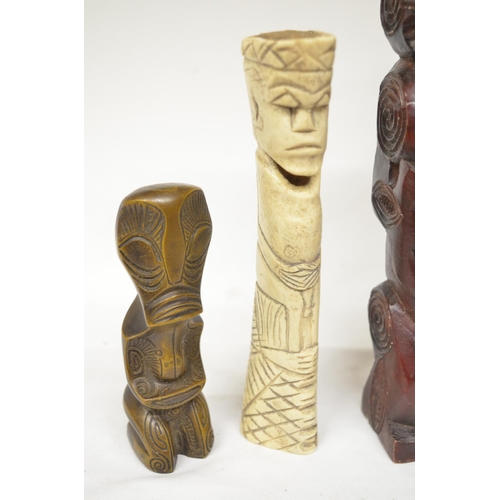 78 - Collection of ethnic art and decorative items including a North American Haida tribal fish rattle, a... 