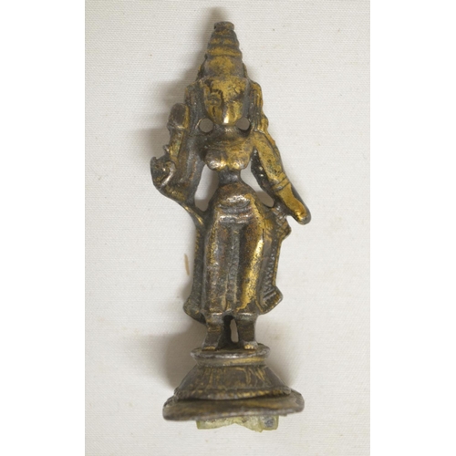 85 - Small 18th/19th century solid metal figure of an Indian deity, H6.5cm (Victor Brox collection)