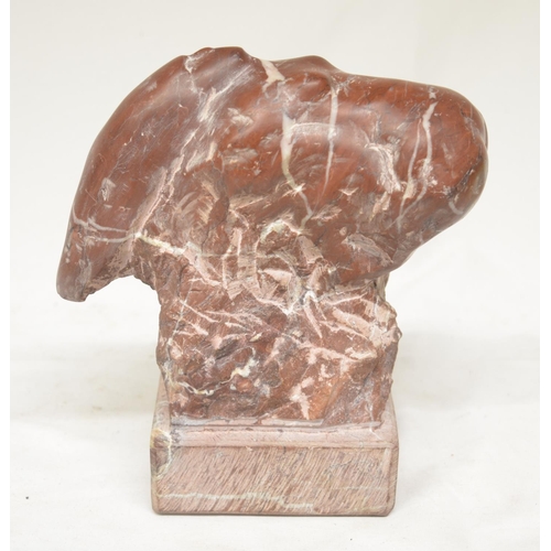 86 - Abstract carved stone sculpture , inscribed 'J P Magnoac'. W16xH18xD9.5cm (Victor Brox collection)