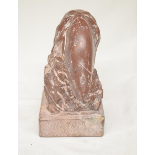 86 - Abstract carved stone sculpture , inscribed 'J P Magnoac'. W16xH18xD9.5cm (Victor Brox collection)