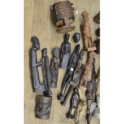 88 - A large collection of wood, stone and metal carvings in various styles and from different eras, orig... 