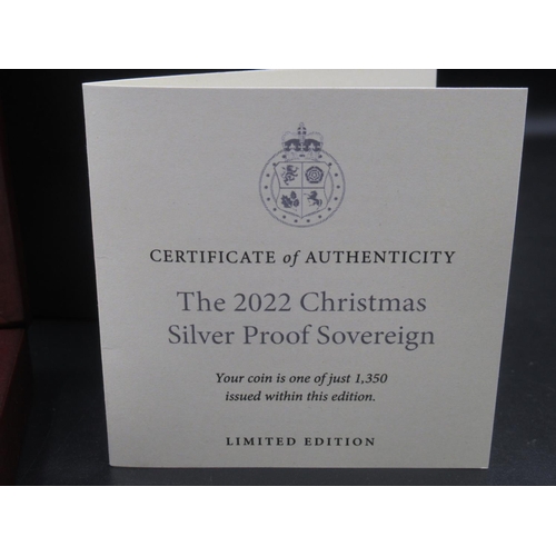 200 - The 2022 Christmas Silver Proof Sovereign, in case with COA limited edition of 1350 (Victor Brox col... 