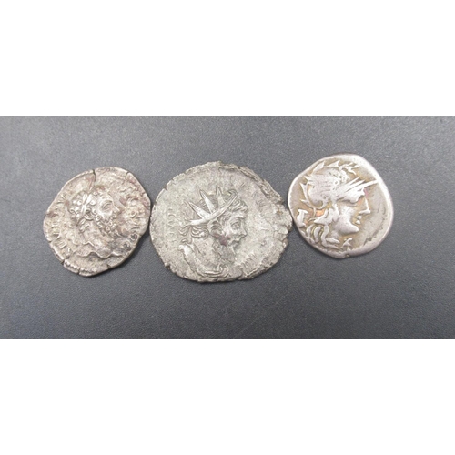 203 - Collection of Ancient coins predominantly Roman to inc. Denarius, etc. from Gordianius Pius, Severus... 