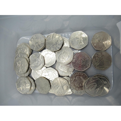 1137 - Thirty Five ERII 2012 London Olympic commemorative circulated 50p coins.