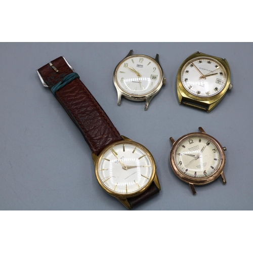 1348 - Seiko Sportsmatic gold plated wristwatch, signed sunburst silvered dial, baton hours, lacking centre... 