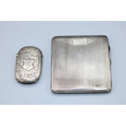 149 - 20th Century silver cigarette case with engine turned pattern and gilt interior by Frederick Field, ... 