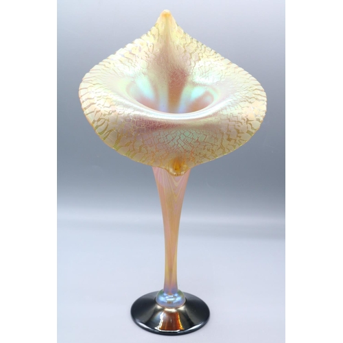 1726 - Richard P. Golding, 'Okra', late 20th Century studio glass jack in the pulpit vase, opalescent orang... 