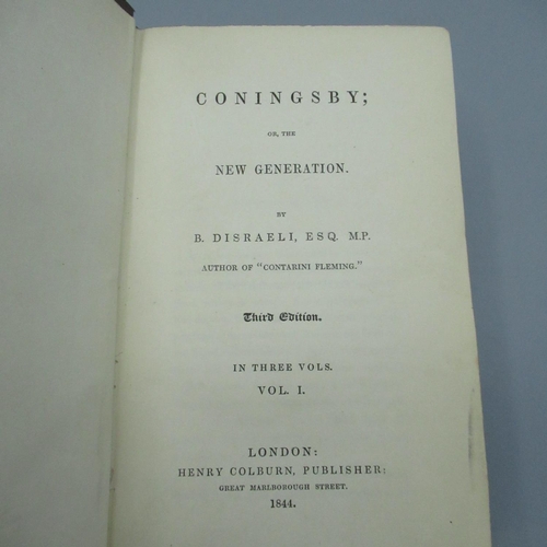 1431 - Disraeli (Benjamin) Conningsby; or The New Generation, Henry Colburn, 3rd Edition 1844, 3 vol. set, ... 