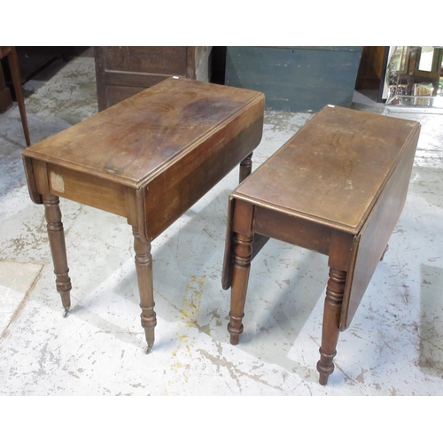 1188 - C19th mahogany Pembrooke table, single frieze drawer, W44cm D90cm H70cm and a smaller table (2)