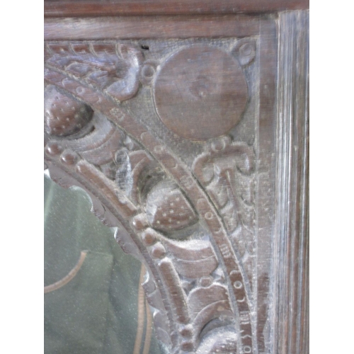 1192 - C19th oak Jacobean style easel mirror, with break arch mirror plate, H62.5cm