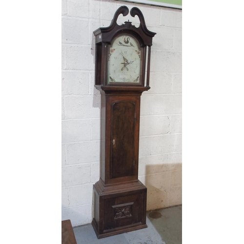 1193 - H. Spittle, Hathern, Leicestershire, C19th oak 30 hour longcase clock, swan neck pediment, fluted pi... 