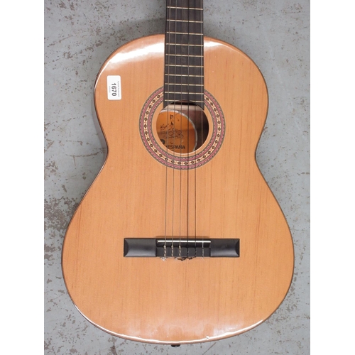 1670 - BM Spanish six string acoustic guitar with travel case