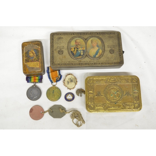 107 - WITHDRAWN Great War victory medal and war medal. To 203024 Pte. W Crozier Manchester Regiment, dog t... 