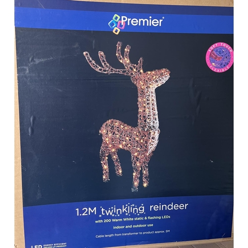 1830 - Indoor/outdoor Christmas display Twinkling Reindeer by Premier, with 200 warm white static and flash... 