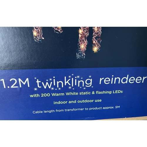 1830 - Indoor/outdoor Christmas display Twinkling Reindeer by Premier, with 200 warm white static and flash... 