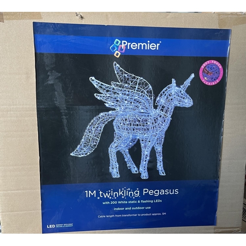 1831 - Indoor/outdoor Christmas display Twinkling Pegasus by Premier, with 200 white static and flashing LE... 