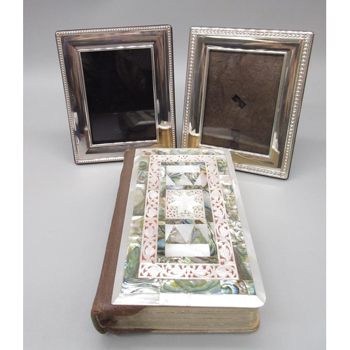 1030 - Holy Bible with applied front made from carved mother of pearl and paua shell with order of the Holy... 