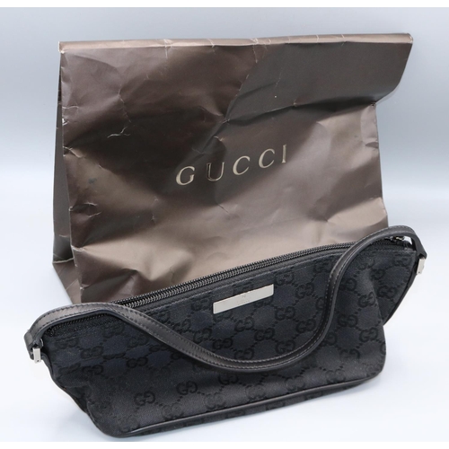 1225 - GUCCI mini shoulder bag, in black logo fabric, serial number 07193 002122, W28cm